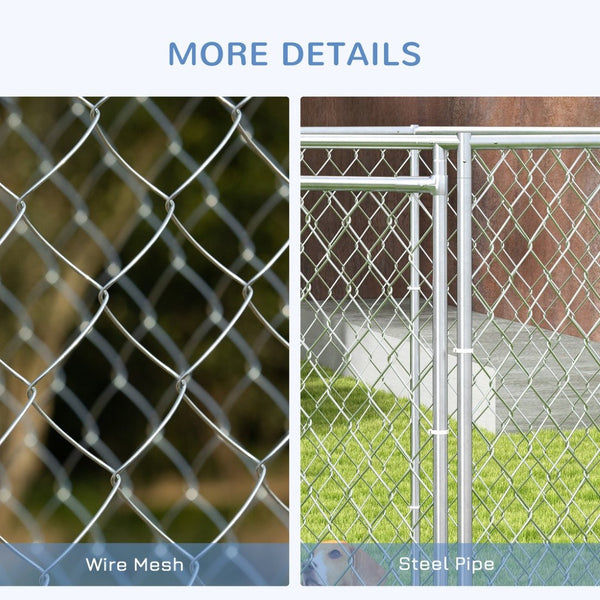 English Elm Pawhut Galvanized Steel Outdoor Dog Run with Lockable Door for Large Breeds W2225P173779
