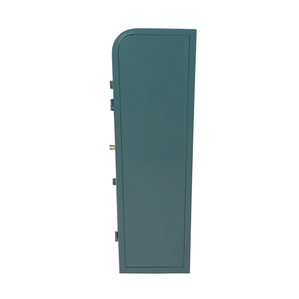 English Elm Army Green Wall-Mounted Metal Storage Cabinet With Elegant Glass Doors For Any Room Décor W3122P272930