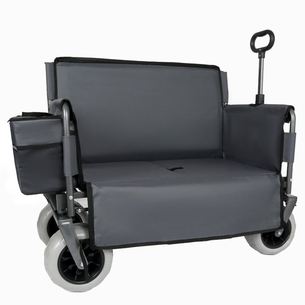 English Elm 3-in-1 Folding Wagon with Convertible Bench Seat Steel Frame 500lb All Terrain Gray W2932P390466