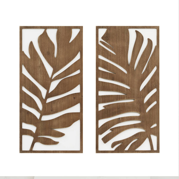 English Elm Birch Two-Tone Wood Panel Wall Art Set — Modern Rustic MDF & Fir Veneer Décor, Pair of 16x32 Panels Brown 33.27 L x 3.15 W x 18.31 H B035P341126