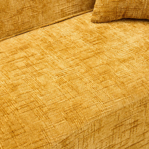 English Elm Yellow Curved Two-Person Compressed Sofa with Chenille Fabric, Spring Support, 2 Pillows, No-Assembly W3612P350748