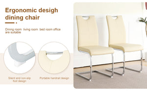English Elm Modern Pu Upholstered Dining Chairs with Polished Metal Legs Ergonomic Set of 2 W210P164982
