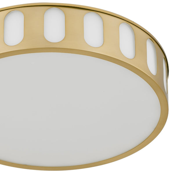 English Elm 15.15-in Warm Brass Dimmable Led Flush Mount for Bedroom Hallway or Entryway Antique Brass B370P394547