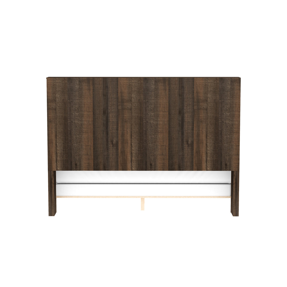 English Elm Wallace & Bay - Brown Bookcase King Bed with Penny Brown Finish, Modern Wood Design, Easy-Care, Spacious Storage B361S00015