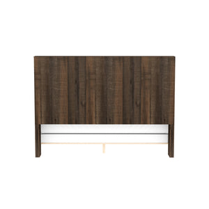 English Elm Wallace & Bay - Brown Bookcase King Bed with Penny Brown Finish, Modern Wood Design, Easy-Care, Spacious Storage B361S00015
