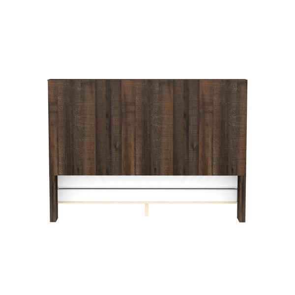 English Elm Wallace & Bay - Brown Bookcase King Bed with Penny Brown Finish, Modern Wood Design, Easy-Care, Spacious Storage B361S00015