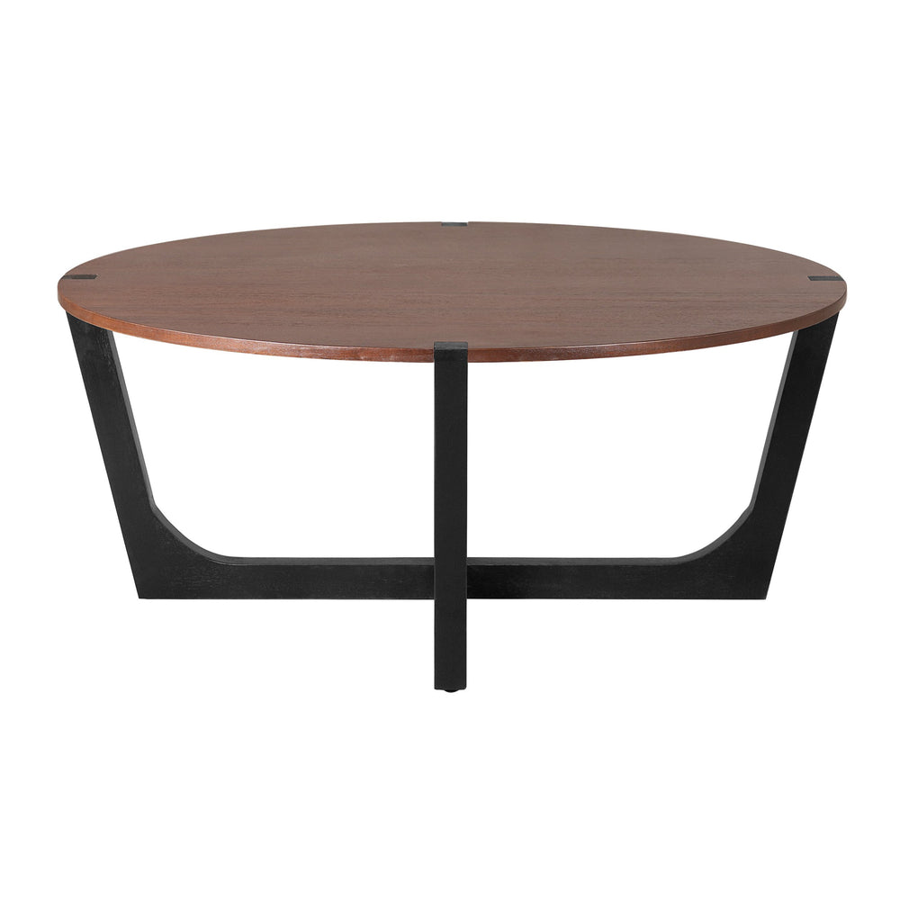 English Elm Christopher Knight Home® - ACACIA Solid Wood Coffee Table 30" Round Top on Minimalist Base, Durable Veneer, Modern Flair Brown+Black N770P269892B