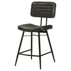 English Elm Senko Leather Channel Tufted Counter Stools with Iron Frame for Bar or Kitchen Set of 2 Antique Espresso B062P447997