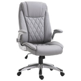 English Elm Vinsetto High Back 360° Swivel Ergonomic Home Office Chair With Flip Up Arms, Faux Leather Computer Desk Rocking Chair, Grey