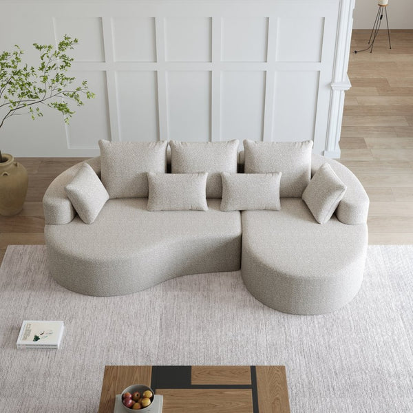 English Elm Modern Chenille Cloud Sectional Sofa Deep Curved 4 Seat Modular Couch for Living Room W834S00489