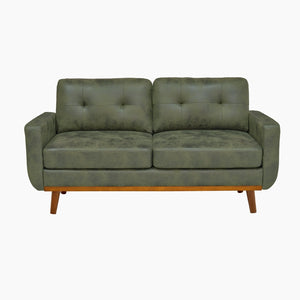 English Elm 65-inch Two Seat Sofa Breathable Foil Fabric Diamond Quilted Back Solid Wood Legs Olive Green W5568P478817