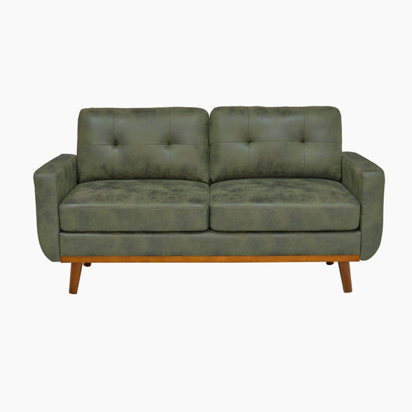 English Elm 65-inch Two Seat Sofa Breathable Foil Fabric Diamond Quilted Back Solid Wood Legs Olive Green W5568P478817