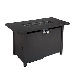 English Elm 25'' Steel Outdoor Fire Pit Table with Lid Smoked Glass Top, Push Ignition, Deck-Safe, NG-Ready B120P199397