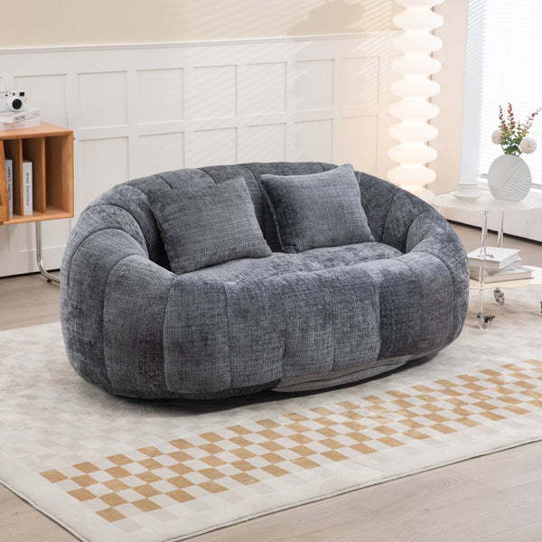 English Elm Bean Bean Bag Sofa High-Density Memory Foam Two-Seater Lounger High Back Chenille Cozy Support Gray W395P181439
