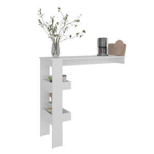 English Elm Othello Minimalist White Kitchen Table with Open Shelving for Modern Home Dining B092P439896