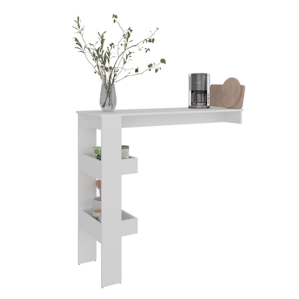 English Elm Othello Minimalist White Kitchen Table with Open Shelving for Modern Home Dining B092P439896