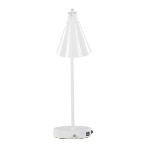 English Elm Pix 19" Contemporary Metal Task Lamp Glossy White with Chrome Accent & Built-In USB Port — Modern Desk Lighting B202P224225