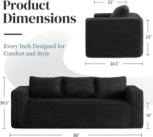 English Elm Cloud Loveseat Sofa Couch In A Box - Comfy Boneless 3-Seater, Memory Foam, Modern Corduroy Design W3955P388721