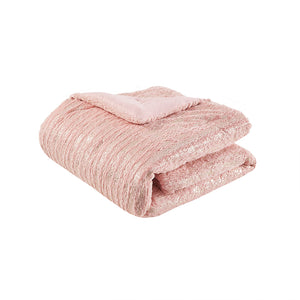 JLA Home Intelligent Design - Metallic Plush Faux Fur Comforter with Subtle Metallic Sheen, Hypoallergenic, Dustproof, Machine Washable 90 L x 90 W x 1H ID10-2242