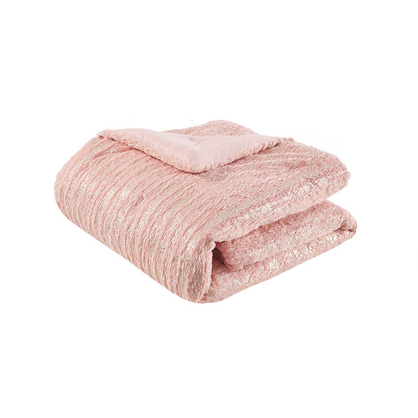 JLA Home Intelligent Design - Metallic Plush Faux Fur Comforter with Subtle Metallic Sheen, Hypoallergenic, Dustproof, Machine Washable 90 L x 90 W x 1H ID10-2242