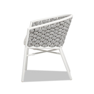English Elm Jennifer Taylor Home - Rowan Optic White 24" Rope Barrel Back Patio Chairs Set of 2 with Reversible Cushion, Weatherproof Acrylic and Powder-Coated Aluminum Finish B2719P245966