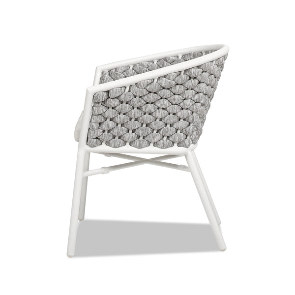 English Elm Jennifer Taylor Home - Rowan Optic White 24" Rope Barrel Back Patio Chairs Set of 2 with Reversible Cushion, Weatherproof Acrylic and Powder-Coated Aluminum Finish B2719P245966