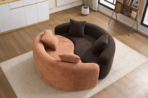 English Elm LY-042 Ergonomic Dual-Depth Loveseat Sofa, Brown Chenille, Zen Modular Design, 400 lb Capacity W2231P329732