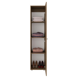 English Elm White Slim Particleboard Storage Cabinet with Four Shelves for Small Bedroom or Hallway B062P483768