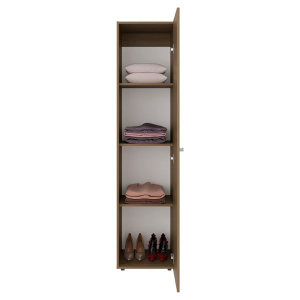 English Elm White Slim Particleboard Storage Cabinet with Four Shelves for Small Bedroom or Hallway B062P483768