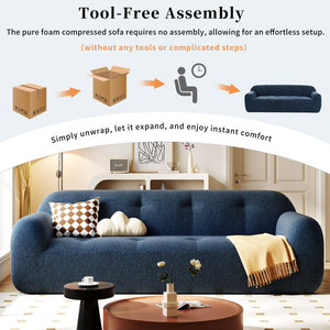 English Elm U_Style 85.8" Chenille 3-Seater Sofa with Tufted Cushions, Pocket Springs, Plush Sponge Comfort, 900lb Capacity Navy Blue N711P281401V