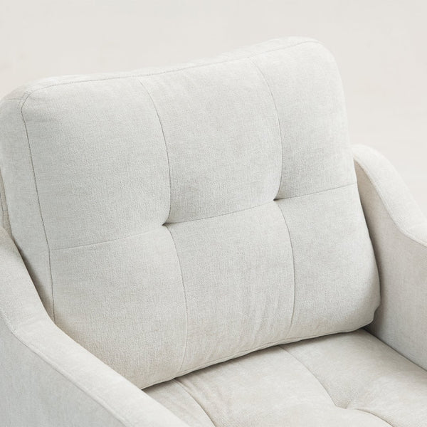 English Elm Accent Comfy chenille chair with USB charging, ergonomic wide back, high-rebound sponge, retro wooden legs Beige W2715P312489