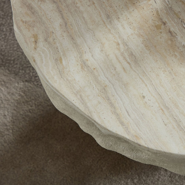 English Elm 23.82 Inch Round Fiberglass Coffee Table Sculptural Stone Texture for Modern Living Rooms W876P450500