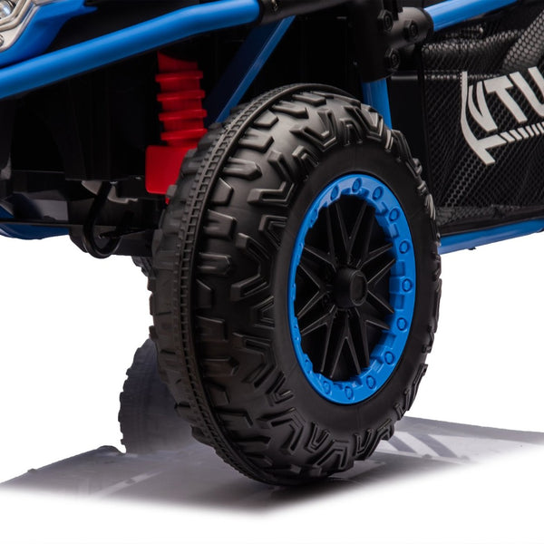 English Elm 24v Two Seater Kids Utv with Parental Remote Dual Motors Four Wheel Suspension Led Blue W1578P198432
