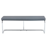 English Elm 51.5" Decorative Stainless Steel Contemporary Bench In Faux Leather For Entryway Bench, Bedroom End Of Bench, Dining Bench, Kitchen Seat Dining, Easy To Assembled, Grey