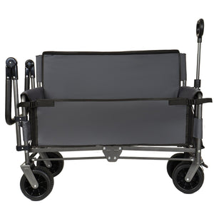 English Elm 3-in-1 Folding Wagon with Canopy Bench Seat 500lb All Terrain Heavy Duty Cart Gray W2932P354212