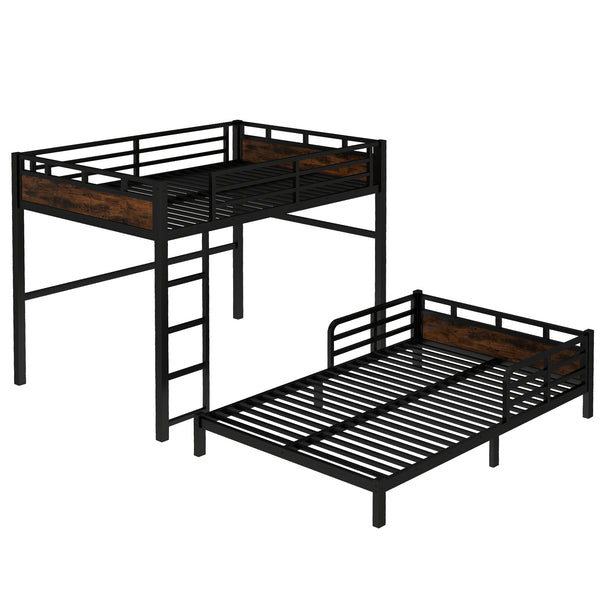 English Elm Full Xl Metal Bunk Bed - Versatile Loft & Platform Configuration With Vintage Wood Accents & Safety W1580S00228