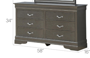 English Elm Sophisticated Metallic Black Storage Cabinet 33"H x 59"W x 16"D — Transitional Particleboard, No Assembly, Elegant Drawers B078118419