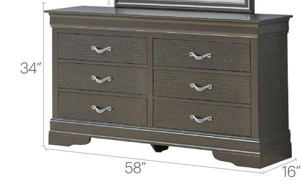 English Elm Sophisticated Metallic Black Storage Cabinet 33"H x 59"W x 16"D — Transitional Particleboard, No Assembly, Elegant Drawers B078118419