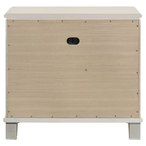 English Elm Gwendolyn Pearl White Nightstand with 2 Drawers, Deco-Inspired Wood Bedside Table with Acrylic Legs and Cord Management B062P375501