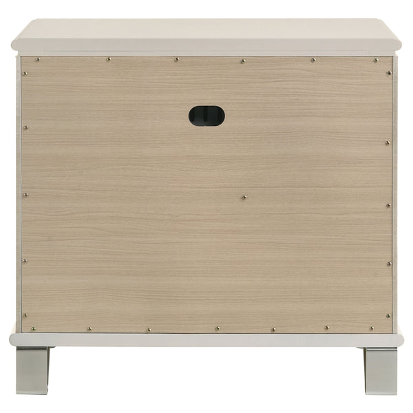 English Elm Gwendolyn Pearl White Nightstand with 2 Drawers, Deco-Inspired Wood Bedside Table with Acrylic Legs and Cord Management B062P375501