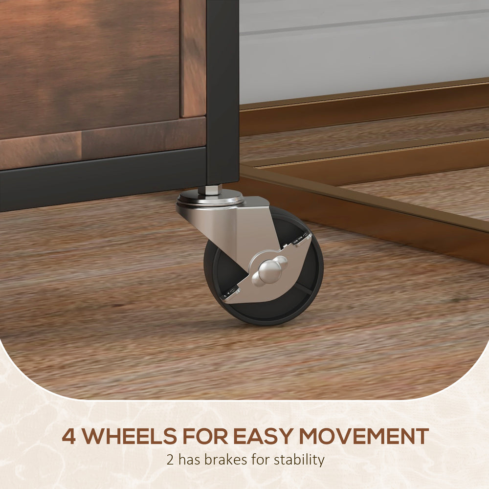 English Elm Vinsetto Rustic Brown 2-Drawer Mobile File Cabinet with Lock, Hanging Bars, Shelves & Wheels W2225P173973