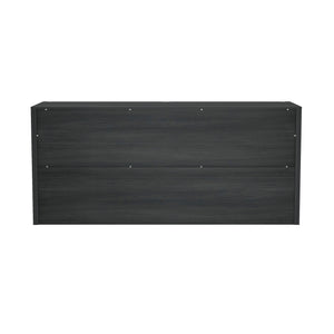 English Elm Linda 72" Dresser Charcoal Gray – 6-Drawer Minimalist Woodgrain Storage with Smooth Rounded Fronts B365S00066