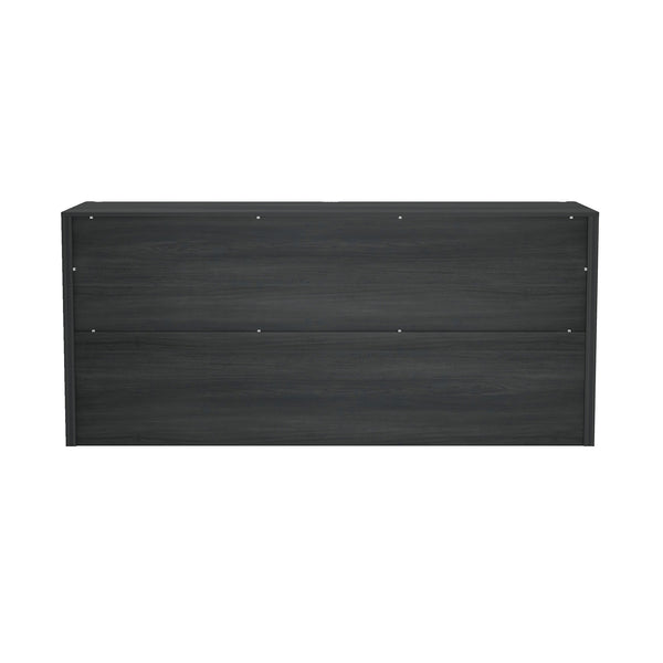 English Elm Linda 72" Dresser Charcoal Gray – 6-Drawer Minimalist Woodgrain Storage with Smooth Rounded Fronts B365S00066