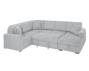 English Elm 122 Plush U-Shape Sectional Sofa Bed with USB Ports, Hidden Storage Chaise & Spacious Armrest Comfort Grey W1417S00079