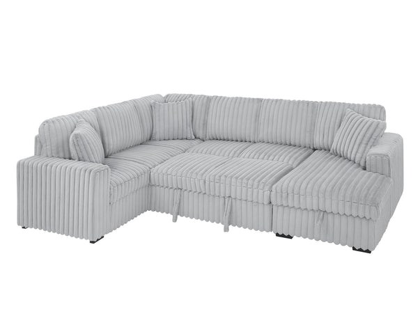 English Elm 122 Plush U-Shape Sectional Sofa Bed with USB Ports, Hidden Storage Chaise & Spacious Armrest Comfort Grey W1417S00079