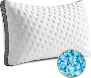 English Elm Cooling Queen Pillow Set with Gel Memory Foam Ice Silk Cover Medium Firm Support B2716P366611