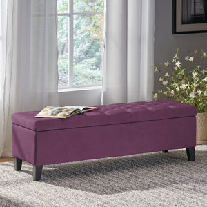 English Elm Christopher Knight Home® - GLOUSTER Storage Ottoman Bench with Button-Tufted Diamond Stitch, Spacious Hidden Storage, 51" Wide Purple N757P245683P