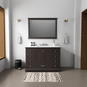 English Elm Espresso 48" Single Bath Vanity with Carrara Marble Top, Soft-Close Drawers & Chrome Faucet Set B2731P258363