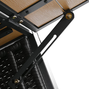 English Elm K&K Wicker Outdoor Grill Cart with Foldable Drop Leaf, Locking Wheels, Wine Rack & Ample Storage Black Brown N707P233747B