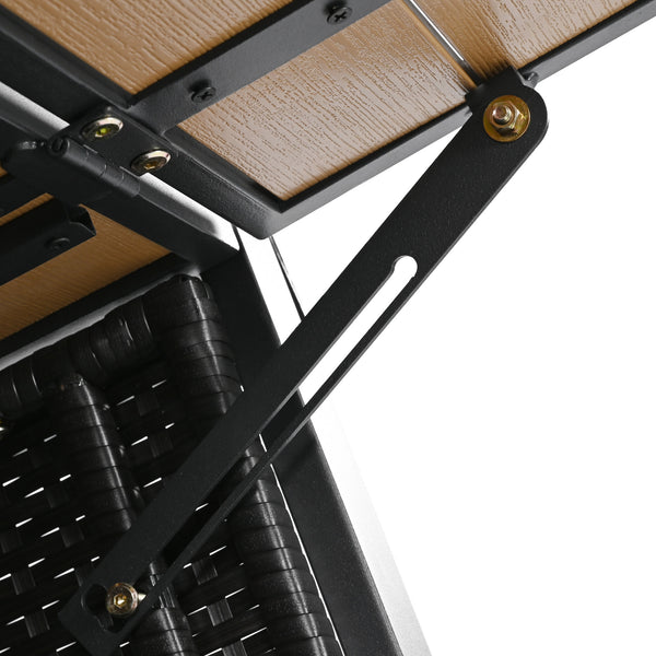 English Elm K&K Wicker Outdoor Grill Cart with Foldable Drop Leaf, Locking Wheels, Wine Rack & Ample Storage Black Brown N707P233747B